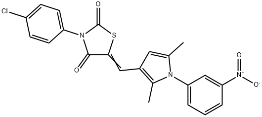 3-(4-chlorophenyl)-5-[(1-{3-nitrophenyl}-2,5-dimethyl-1H-pyrrol-3-yl)methylene]-1,3-thiazolidine-2,4-dione Struktur