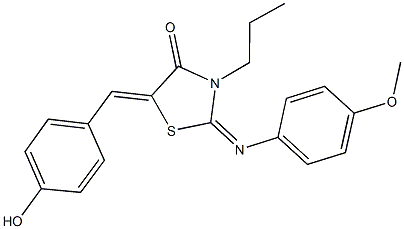 5-(4-hydroxybenzylidene)-2-[(4-methoxyphenyl)imino]-3-propyl-1,3-thiazolidin-4-one Struktur