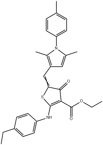 ethyl 5-{[2,5-dimethyl-1-(4-methylphenyl)-1H-pyrrol-3-yl]methylene}-2-(4-ethylanilino)-4-oxo-4,5-dihydro-3-thiophenecarboxylate Struktur