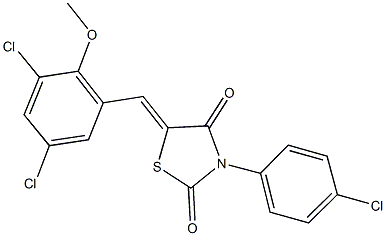 3-(4-chlorophenyl)-5-(3,5-dichloro-2-methoxybenzylidene)-1,3-thiazolidine-2,4-dione Struktur