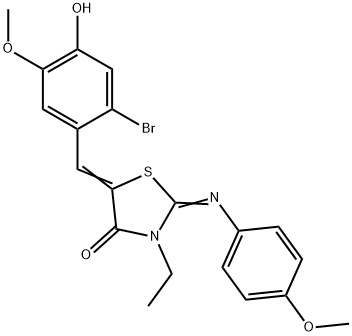 5-(2-bromo-4-hydroxy-5-methoxybenzylidene)-3-ethyl-2-[(4-methoxyphenyl)imino]-1,3-thiazolidin-4-one Struktur