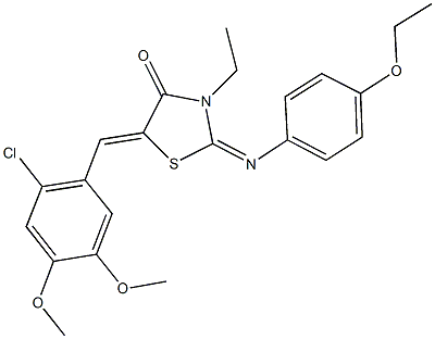 5-(2-chloro-4,5-dimethoxybenzylidene)-2-[(4-ethoxyphenyl)imino]-3-ethyl-1,3-thiazolidin-4-one Struktur