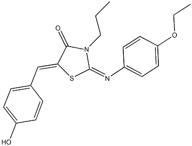 2-[(4-ethoxyphenyl)imino]-5-(4-hydroxybenzylidene)-3-propyl-1,3-thiazolidin-4-one Struktur