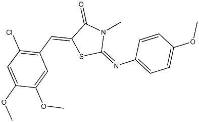 5-(2-chloro-4,5-dimethoxybenzylidene)-2-[(4-methoxyphenyl)imino]-3-methyl-1,3-thiazolidin-4-one Struktur