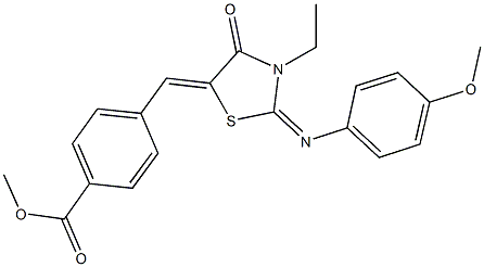 methyl 4-({3-ethyl-2-[(4-methoxyphenyl)imino]-4-oxo-1,3-thiazolidin-5-ylidene}methyl)benzoate Struktur