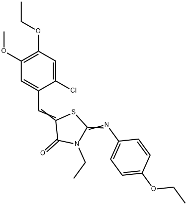 5-(2-chloro-4-ethoxy-5-methoxybenzylidene)-2-[(4-ethoxyphenyl)imino]-3-ethyl-1,3-thiazolidin-4-one Struktur