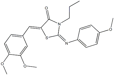 5-(3,4-dimethoxybenzylidene)-2-[(4-methoxyphenyl)imino]-3-propyl-1,3-thiazolidin-4-one Struktur