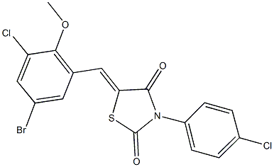 5-(5-bromo-3-chloro-2-methoxybenzylidene)-3-(4-chlorophenyl)-1,3-thiazolidine-2,4-dione Struktur