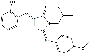 5-(2-hydroxybenzylidene)-3-isobutyl-2-[(4-methoxyphenyl)imino]-1,3-thiazolidin-4-one Struktur