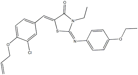 5-[4-(allyloxy)-3-chlorobenzylidene]-2-[(4-ethoxyphenyl)imino]-3-ethyl-1,3-thiazolidin-4-one Struktur