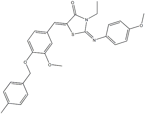 3-ethyl-5-{3-methoxy-4-[(4-methylbenzyl)oxy]benzylidene}-2-[(4-methoxyphenyl)imino]-1,3-thiazolidin-4-one Struktur