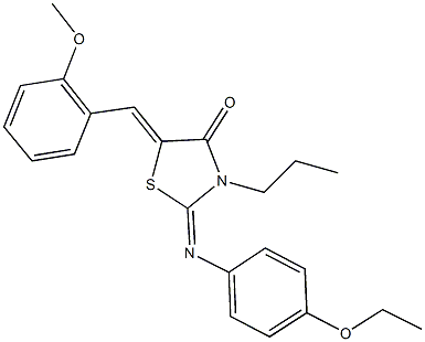 2-[(4-ethoxyphenyl)imino]-5-(2-methoxybenzylidene)-3-propyl-1,3-thiazolidin-4-one Struktur