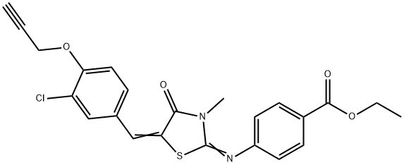 ethyl 4-({5-[3-chloro-4-(2-propynyloxy)benzylidene]-3-methyl-4-oxo-1,3-thiazolidin-2-ylidene}amino)benzoate Struktur