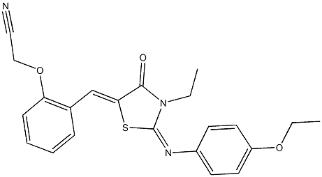 [2-({2-[(4-ethoxyphenyl)imino]-3-ethyl-4-oxo-1,3-thiazolidin-5-ylidene}methyl)phenoxy]acetonitrile Struktur