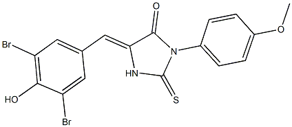 5-(3,5-dibromo-4-hydroxybenzylidene)-3-(4-methoxyphenyl)-2-thioxo-4-imidazolidinone Struktur