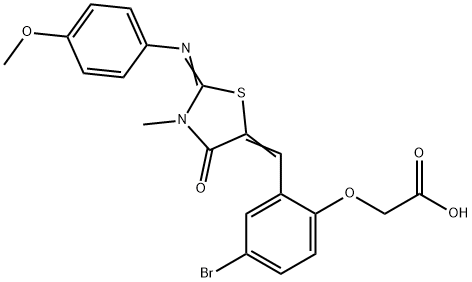 [4-bromo-2-({2-[(4-methoxyphenyl)imino]-3-methyl-4-oxo-1,3-thiazolidin-5-ylidene}methyl)phenoxy]acetic acid Struktur