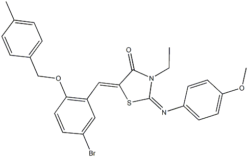 5-{5-bromo-2-[(4-methylbenzyl)oxy]benzylidene}-3-ethyl-2-[(4-methoxyphenyl)imino]-1,3-thiazolidin-4-one Struktur