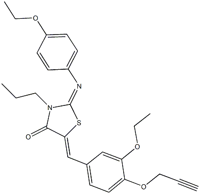 2-[(4-ethoxyphenyl)imino]-5-[3-ethoxy-4-(2-propynyloxy)benzylidene]-3-propyl-1,3-thiazolidin-4-one Struktur