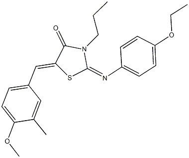 2-[(4-ethoxyphenyl)imino]-5-(4-methoxy-3-methylbenzylidene)-3-propyl-1,3-thiazolidin-4-one Struktur