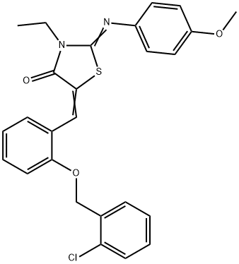 5-{2-[(2-chlorobenzyl)oxy]benzylidene}-3-ethyl-2-[(4-methoxyphenyl)imino]-1,3-thiazolidin-4-one Struktur