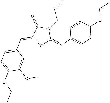 5-(4-ethoxy-3-methoxybenzylidene)-2-[(4-ethoxyphenyl)imino]-3-propyl-1,3-thiazolidin-4-one Struktur