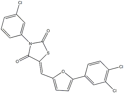 3-(3-chlorophenyl)-5-{[5-(3,4-dichlorophenyl)-2-furyl]methylene}-1,3-thiazolidine-2,4-dione Struktur