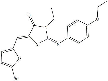 5-[(5-bromo-2-furyl)methylene]-2-[(4-ethoxyphenyl)imino]-3-ethyl-1,3-thiazolidin-4-one Struktur