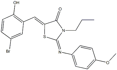 5-(5-bromo-2-hydroxybenzylidene)-2-[(4-methoxyphenyl)imino]-3-propyl-1,3-thiazolidin-4-one Struktur