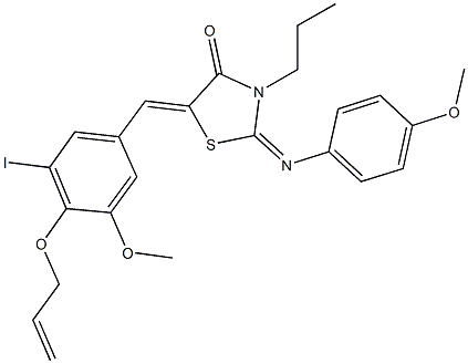 5-[4-(allyloxy)-3-iodo-5-methoxybenzylidene]-2-[(4-methoxyphenyl)imino]-3-propyl-1,3-thiazolidin-4-one Struktur