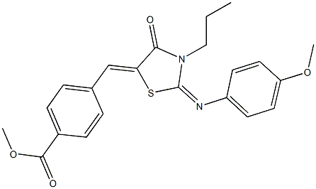 methyl 4-({2-[(4-methoxyphenyl)imino]-4-oxo-3-propyl-1,3-thiazolidin-5-ylidene}methyl)benzoate Struktur