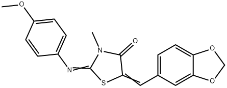 5-(1,3-benzodioxol-5-ylmethylene)-2-[(4-methoxyphenyl)imino]-3-methyl-1,3-thiazolidin-4-one Struktur