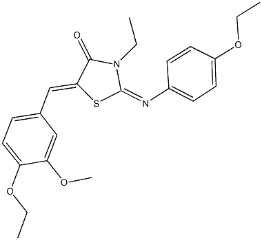 5-(4-ethoxy-3-methoxybenzylidene)-2-[(4-ethoxyphenyl)imino]-3-ethyl-1,3-thiazolidin-4-one Struktur