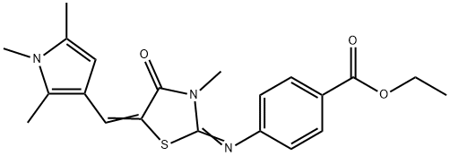 ethyl 4-({3-methyl-4-oxo-5-[(1,2,5-trimethyl-1H-pyrrol-3-yl)methylene]-1,3-thiazolidin-2-ylidene}amino)benzoate Struktur