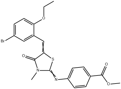 methyl 4-{[5-(5-bromo-2-ethoxybenzylidene)-3-methyl-4-oxo-1,3-thiazolidin-2-ylidene]amino}benzoate Struktur