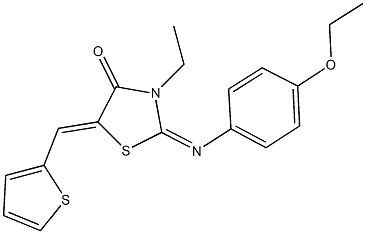 2-[(4-ethoxyphenyl)imino]-3-ethyl-5-(2-thienylmethylene)-1,3-thiazolidin-4-one Struktur