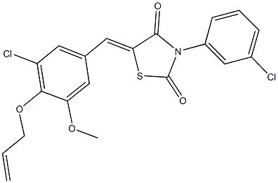 5-[4-(allyloxy)-3-chloro-5-methoxybenzylidene]-3-(3-chlorophenyl)-1,3-thiazolidine-2,4-dione Struktur