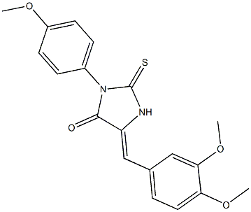 5-(3,4-dimethoxybenzylidene)-3-(4-methoxyphenyl)-2-thioxo-4-imidazolidinone Struktur