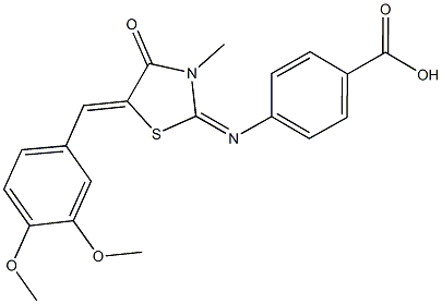 4-{[5-(3,4-dimethoxybenzylidene)-3-methyl-4-oxo-1,3-thiazolidin-2-ylidene]amino}benzoic acid Struktur