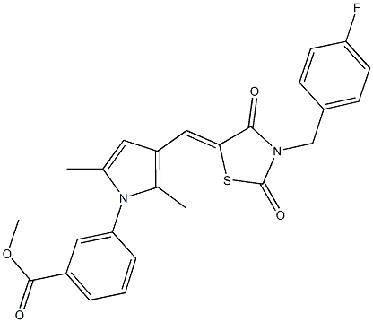 methyl 3-(3-{[3-(4-fluorobenzyl)-2,4-dioxo-1,3-thiazolidin-5-ylidene]methyl}-2,5-dimethyl-1H-pyrrol-1-yl)benzoate Struktur