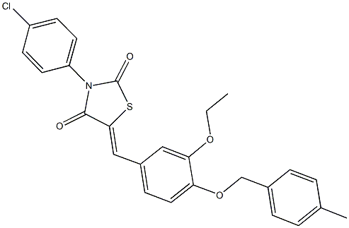 3-(4-chlorophenyl)-5-{3-ethoxy-4-[(4-methylbenzyl)oxy]benzylidene}-1,3-thiazolidine-2,4-dione Struktur