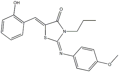 5-(2-hydroxybenzylidene)-2-[(4-methoxyphenyl)imino]-3-propyl-1,3-thiazolidin-4-one Struktur