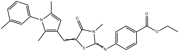 ethyl 4-[(5-{[2,5-dimethyl-1-(3-methylphenyl)-1H-pyrrol-3-yl]methylene}-3-methyl-4-oxo-1,3-thiazolidin-2-ylidene)amino]benzoate Struktur