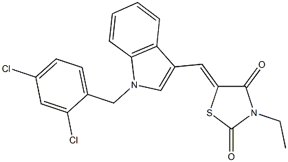 5-{[1-(2,4-dichlorobenzyl)-1H-indol-3-yl]methylene}-3-ethyl-1,3-thiazolidine-2,4-dione Struktur