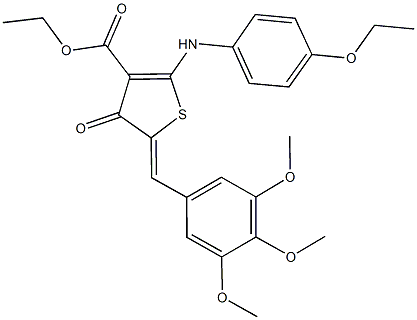 ethyl 2-(4-ethoxyanilino)-4-oxo-5-(3,4,5-trimethoxybenzylidene)-4,5-dihydro-3-thiophenecarboxylate Struktur