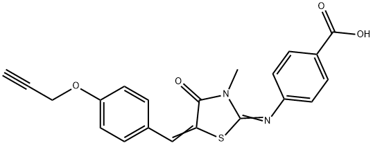 4-({3-methyl-4-oxo-5-[4-(2-propynyloxy)benzylidene]-1,3-thiazolidin-2-ylidene}amino)benzoic acid Struktur