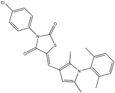 3-(4-chlorophenyl)-5-{[1-(2,6-dimethylphenyl)-2,5-dimethyl-1H-pyrrol-3-yl]methylene}-1,3-thiazolidine-2,4-dione Struktur