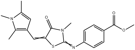 methyl 4-({3-methyl-4-oxo-5-[(1,2,5-trimethyl-1H-pyrrol-3-yl)methylene]-1,3-thiazolidin-2-ylidene}amino)benzoate Struktur