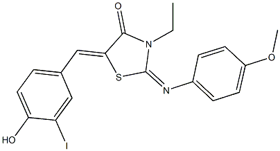 3-ethyl-5-(4-hydroxy-3-iodobenzylidene)-2-[(4-methoxyphenyl)imino]-1,3-thiazolidin-4-one Struktur