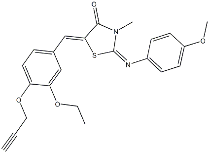 5-[3-ethoxy-4-(2-propynyloxy)benzylidene]-2-[(4-methoxyphenyl)imino]-3-methyl-1,3-thiazolidin-4-one Struktur