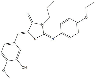 2-[(4-ethoxyphenyl)imino]-5-(3-hydroxy-4-methoxybenzylidene)-3-propyl-1,3-thiazolidin-4-one Struktur